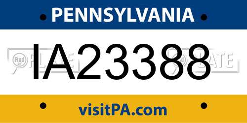 IA23388 Pennsylvania License Plate