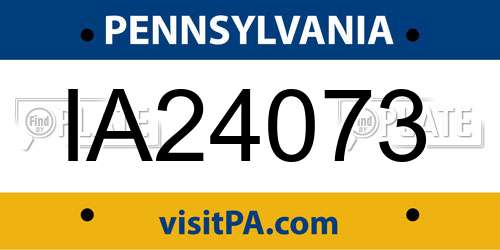 IA24073 Pennsylvania License Plate
