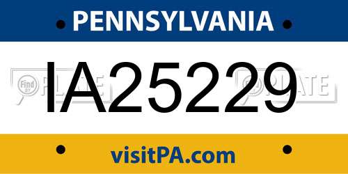 IA25229 Pennsylvania License Plate