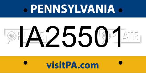 IA25501 Pennsylvania License Plate