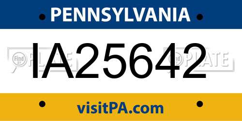 IA25642 Pennsylvania License Plate
