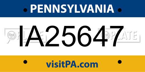 IA25647 Pennsylvania License Plate