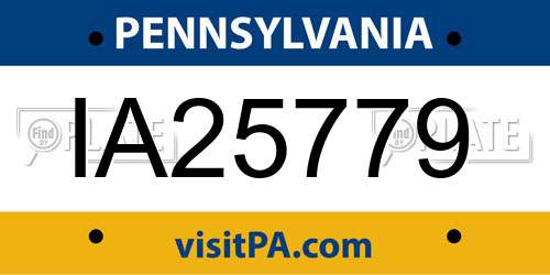 IA25779 Pennsylvania License Plate