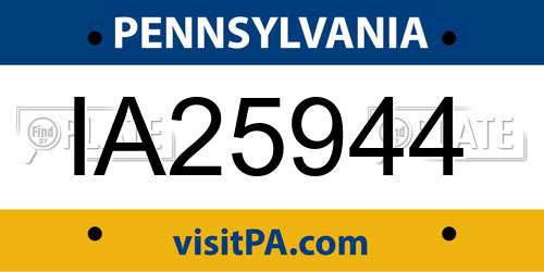 IA25944 Pennsylvania License Plate
