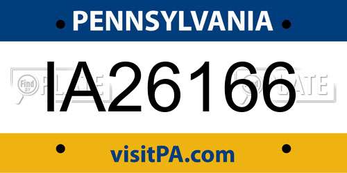 IA26166 Pennsylvania License Plate