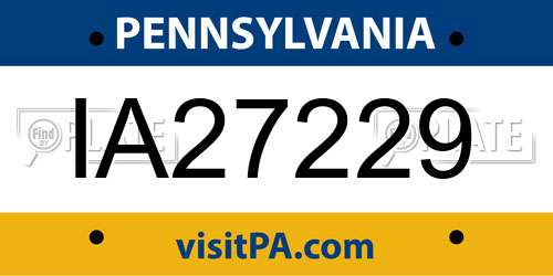 IA27229 Pennsylvania License Plate
