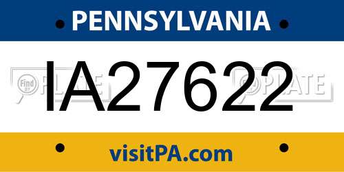IA27622 Pennsylvania License Plate