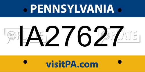 IA27627 Pennsylvania License Plate