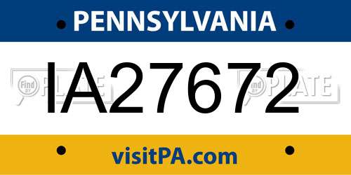 IA27672 Pennsylvania License Plate