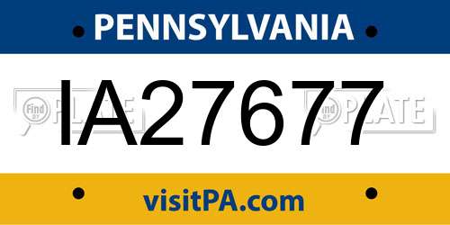 IA27677 Pennsylvania License Plate