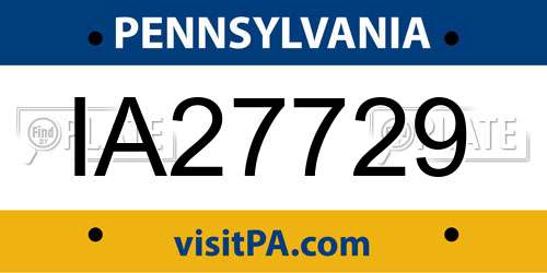 IA27729 Pennsylvania License Plate