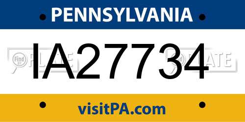 IA27734 Pennsylvania License Plate