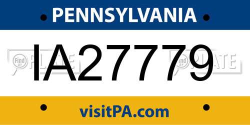 IA27779 Pennsylvania License Plate