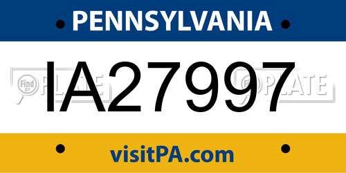 IA27997 Pennsylvania License Plate