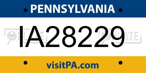 IA28229 Pennsylvania License Plate