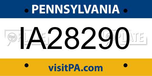 IA28290 Pennsylvania License Plate