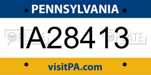IA28413 Pennsylvania License Plate