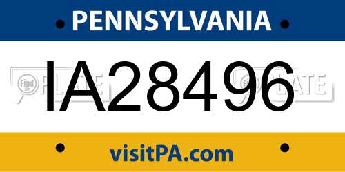 IA28496 Pennsylvania License Plate