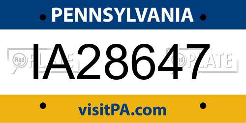 IA28647 Pennsylvania License Plate