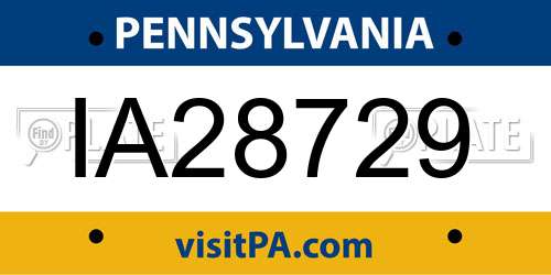 IA28729 Pennsylvania License Plate