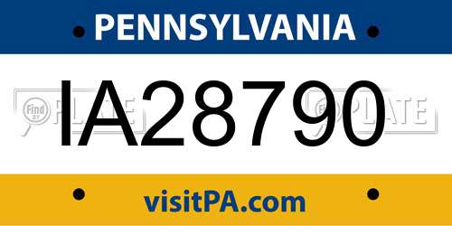 IA28790 Pennsylvania License Plate