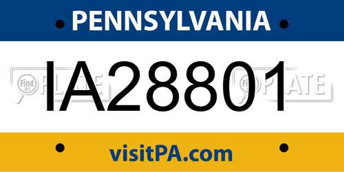IA28801 Pennsylvania License Plate