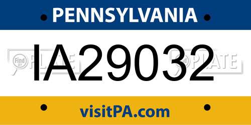 IA29032 Pennsylvania License Plate
