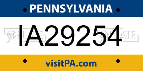 IA29254 Pennsylvania License Plate