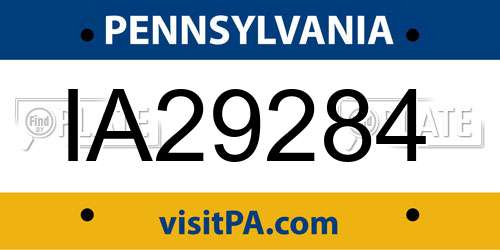 IA29284 Pennsylvania License Plate
