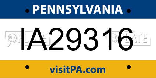 IA29316 Pennsylvania License Plate