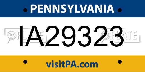 IA29323 Pennsylvania License Plate