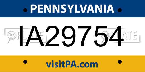 IA29754 Pennsylvania License Plate