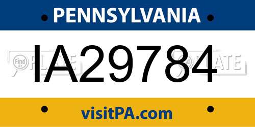 IA29784 Pennsylvania License Plate