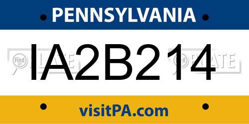 IA2B214 Pennsylvania License Plate