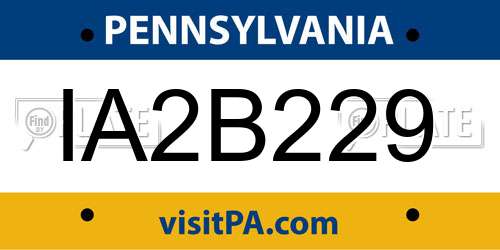IA2B229 Pennsylvania License Plate