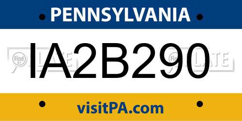 IA2B290 Pennsylvania License Plate