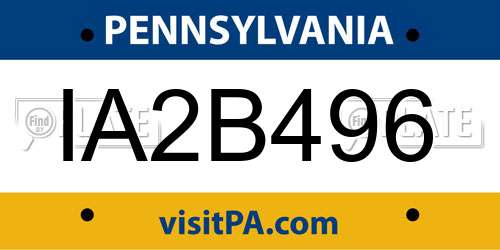 IA2B496 Pennsylvania License Plate