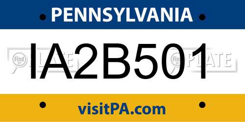 IA2B501 Pennsylvania License Plate