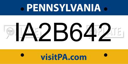 IA2B642 Pennsylvania License Plate