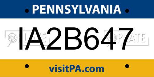 IA2B647 Pennsylvania License Plate