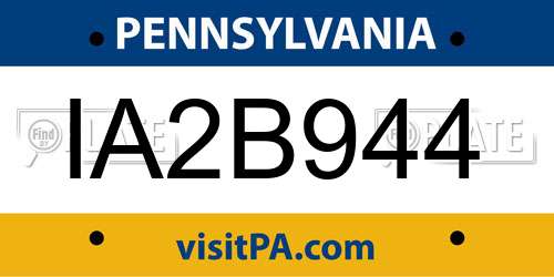 IA2B944 Pennsylvania License Plate