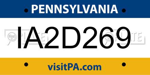 IA2D269 Pennsylvania License Plate