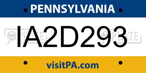 IA2D293 Pennsylvania License Plate
