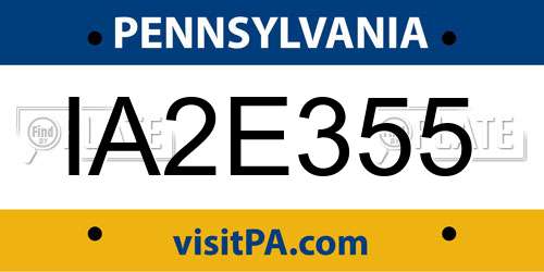 IA2E355 Pennsylvania License Plate