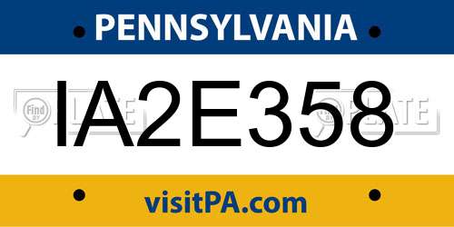 IA2E358 Pennsylvania License Plate