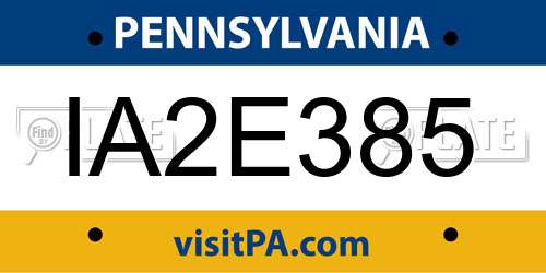 IA2E385 Pennsylvania License Plate