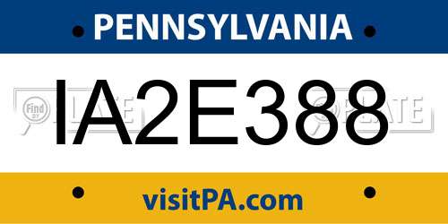 IA2E388 Pennsylvania License Plate