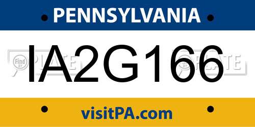 IA2G166 Pennsylvania License Plate
