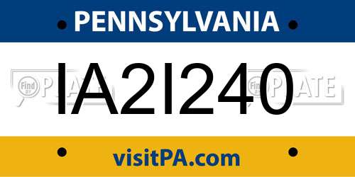 IA2I240 Pennsylvania License Plate