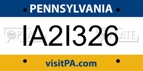 IA2I326 Pennsylvania License Plate